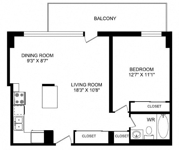 Floor plan layout diagram for 1J Renovation 2